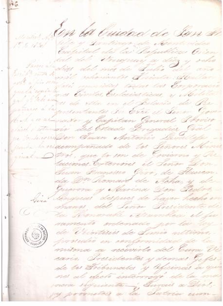 Imagen de texto de documento de jura de la Constitución.