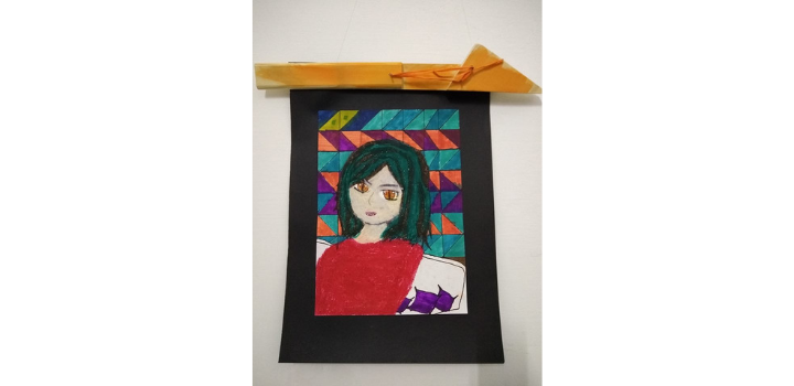 Pieza de la muestra Cuadro que ilustra una joven.