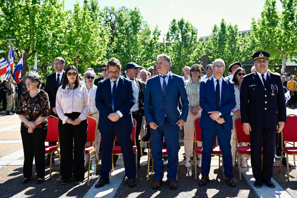 Intendente Levratto, Presidente Orsi, Ministro Mahía y Director Suárez.