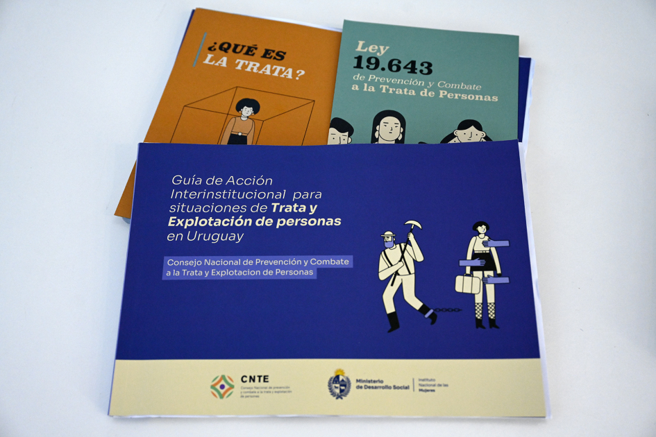 Libros y folletos sobre una mesa