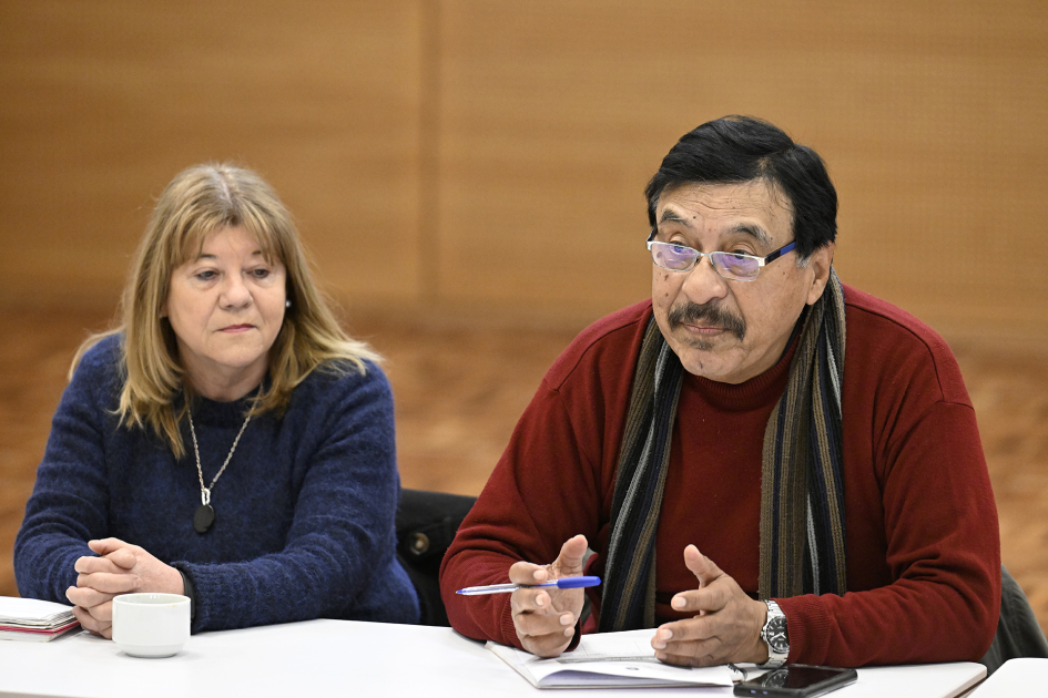 Persona hablando en reunión