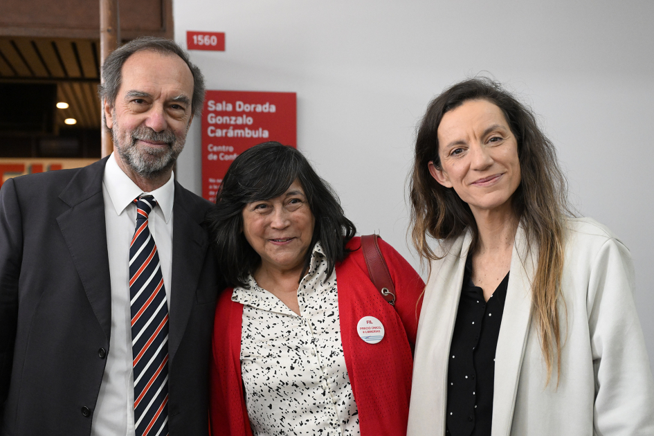 Coordinadora del Instituto Nacional de Letras, Valeria Tanco y Alvaro Risso