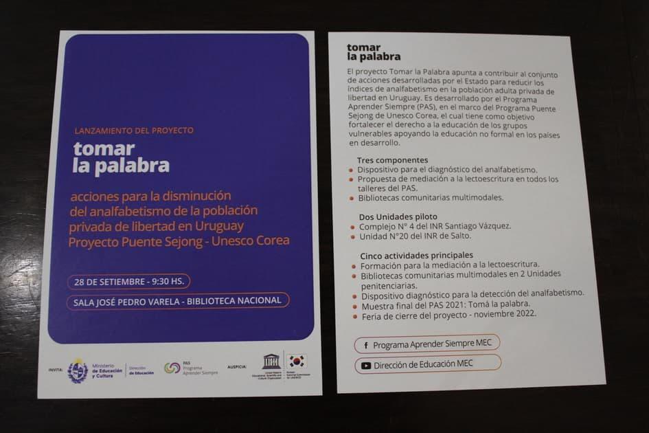 "Tomar la palabra" foto del programa impreso