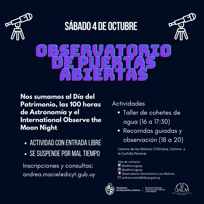 Actividades Patrimonio 2025 - Observatorio Astronómico Los Molinos