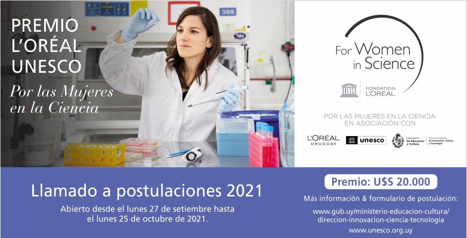 Afiche Premio Premio Nacional L’ORÉAL - UNESCO “POR LAS MUJERES EN LA CIENCIA” - Convocatoria 2021