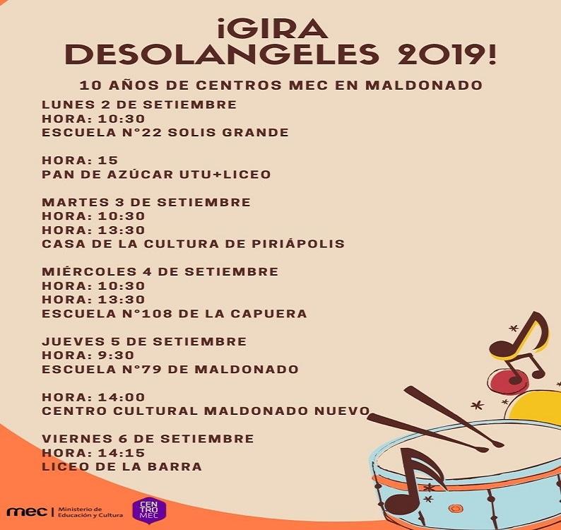 Grilla de la gira de Desolángeles Placa de gira