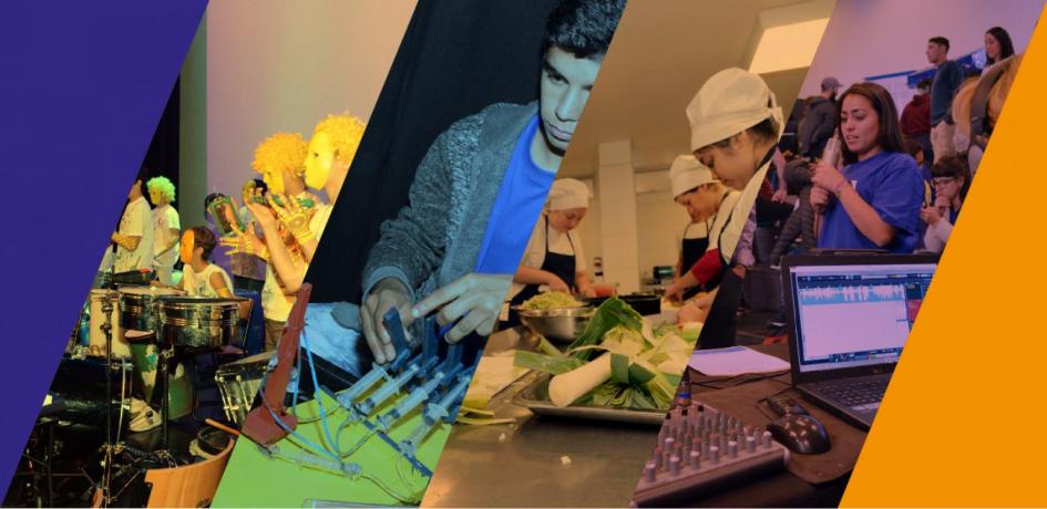 CECAP collage de jóvenes en diferentes talleres de CECAP