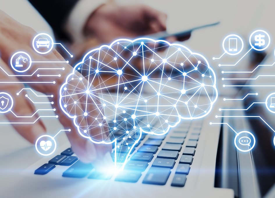 Inteligencia artificial teclado y cerebro