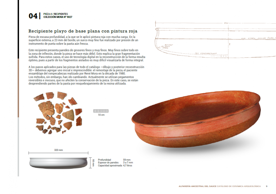 Imagen 6 del catálogo, recipiente playo de base plana con pintura roja