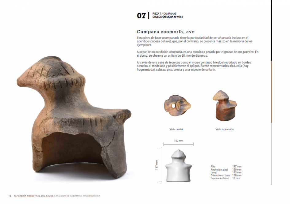 Imagen 7 - Alfarería Ancestral del Sauce. Catálogo de Cerámica Arqueológica Imagen 7 del catálogo, campana zoomorfa, ave base acampanada