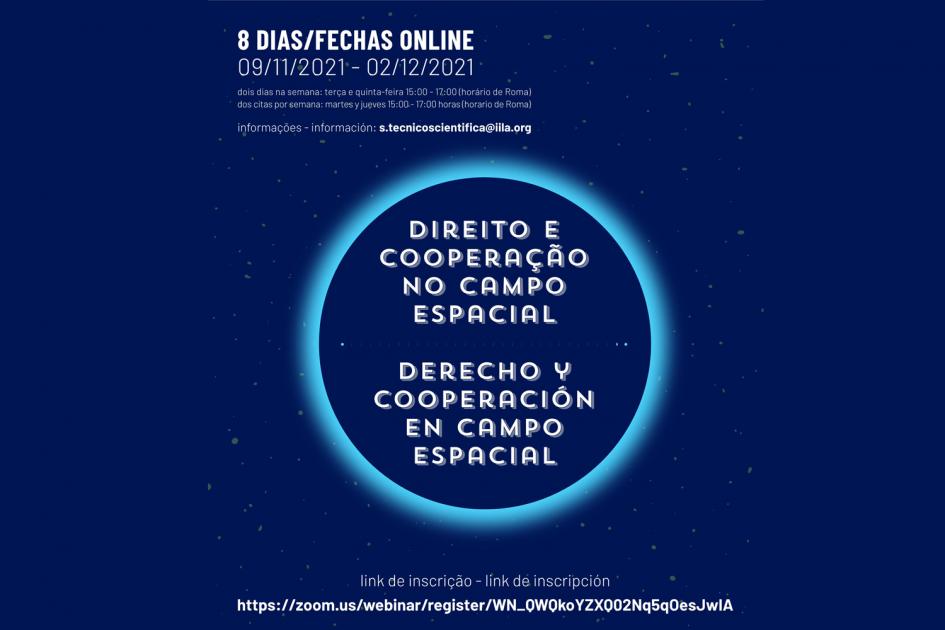 afiche curso Derecho y Cooperación en campo espacial