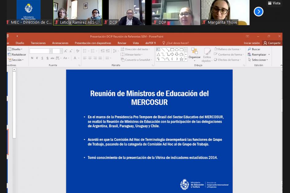 Cierre de actividades del Sector Educativo del MERCOSUR 2021 Captura de pantalla de la videoconferencia