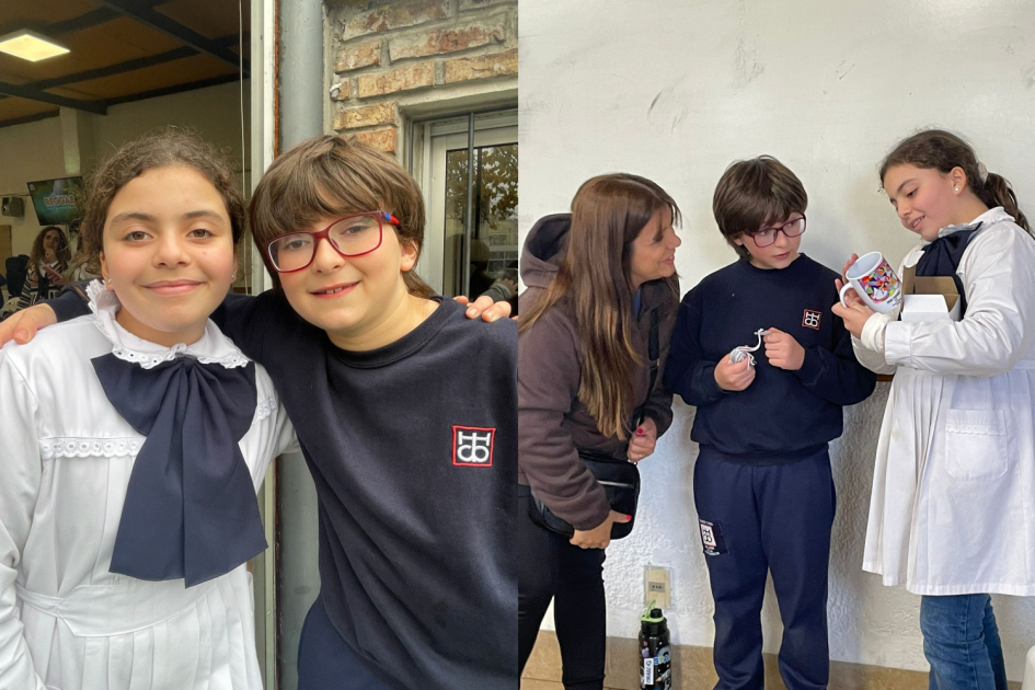 Arte, integración y cultura en la RedPEA Uruguay Estudiantes representes de la escuela y el colegio intercambiando obsequios