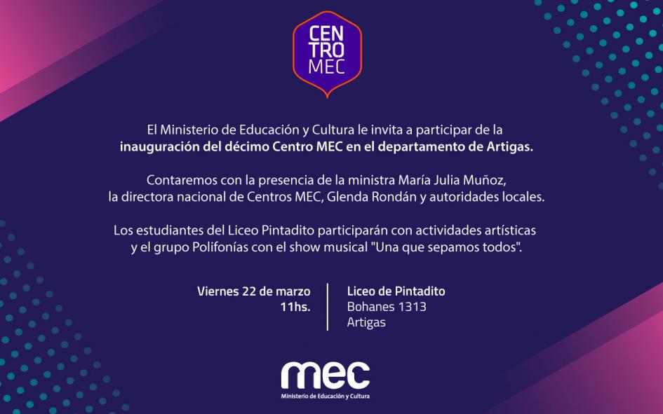 Invitación para participar de la inauguración Placa de invitación
