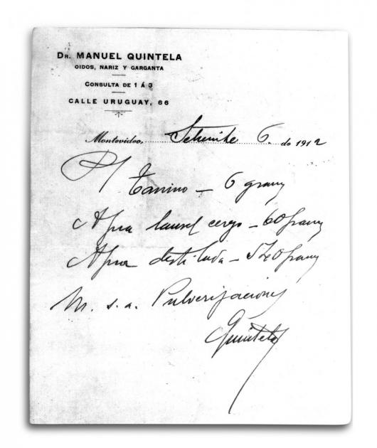 Receta firmada por Quintela