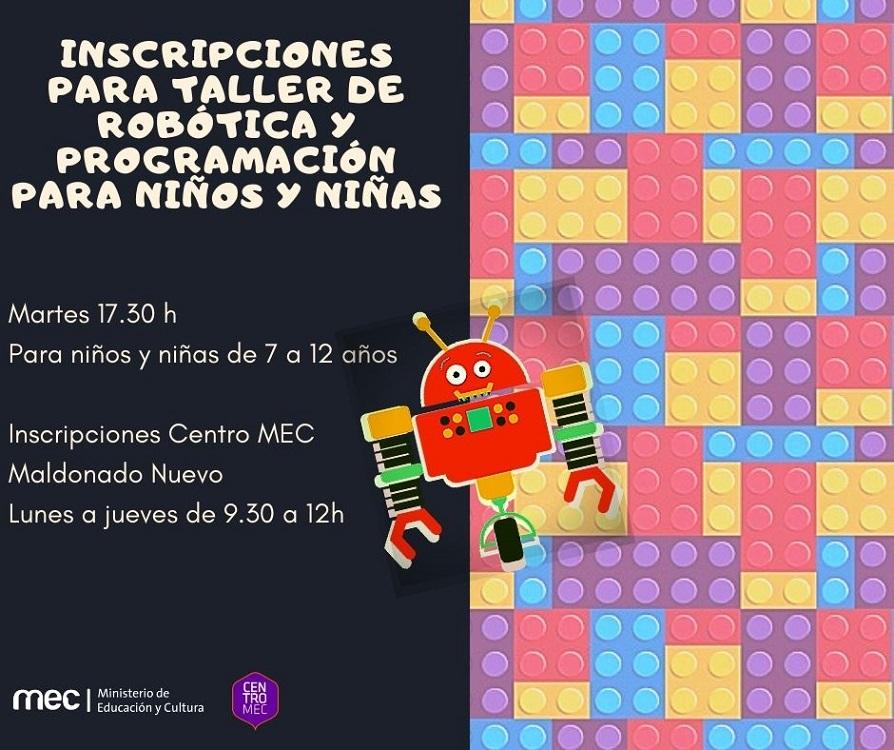 Invitación a Taller de robótica y programación Placa de invitación a taller