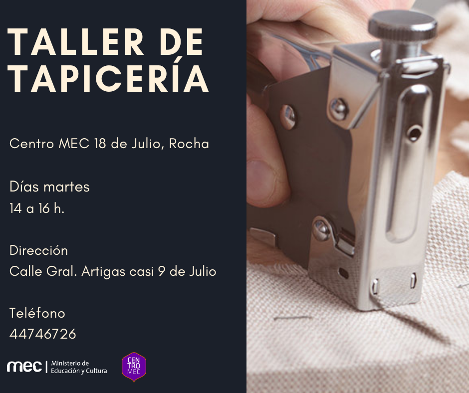 Invitación para participar del Taller de tapicería Placa de invitación