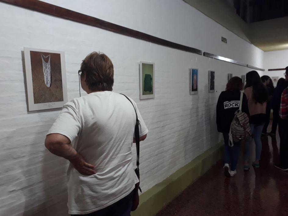 Visitantes de la muestra Persona viendo un cuadro