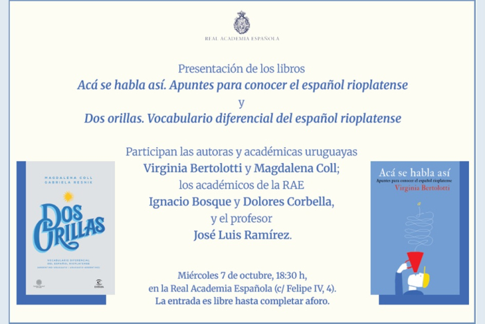 Presentación de los libros "Acá se habla así" y "Dos orillas" en la RAE, Madrid Presentación de los libros "Acá se habla así" y "Dos orillas" en la RAE, Madrid