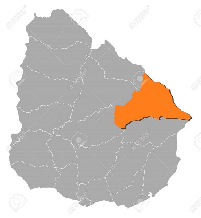 Mapa de Uruguay con Cerro Largo marcado