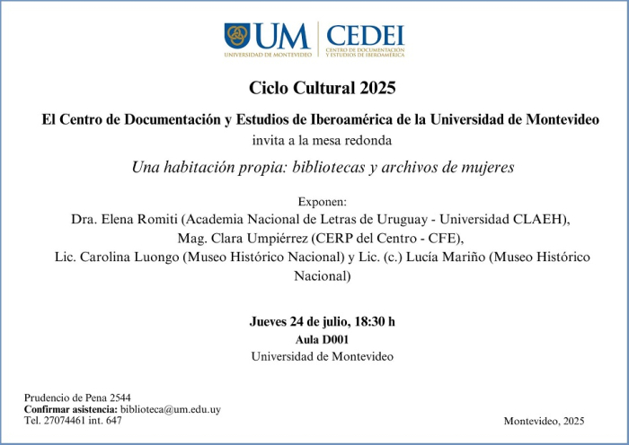 Imagen de la invitación Mesa redonda: "Una habitación propia: bibliotecas y archivos de mujeres"