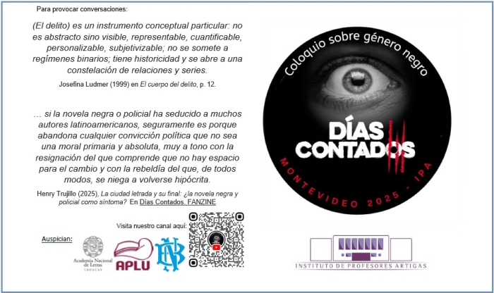 Afiche “Días contados” Coloquio sobre género negro, 11 y 12 agosto de 2025