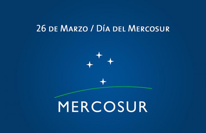 26 de marzo - Día del Mercosur Logo Mercosur, dibujo de la constelación conocida como Cruz del sur, cuatro estrellas formado una cruz