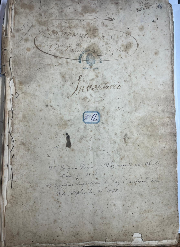 Testamentaria de Joaquín de la Sagra y Periz. Testamentaria de Joaquín de la Sagra y Periz.