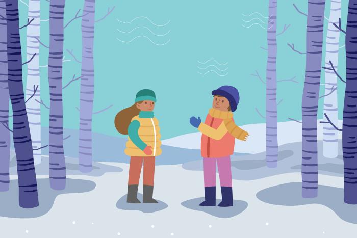 Vacaciones de invierno en el MEC Foto animada de dos niños