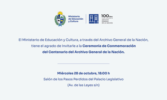 Invitación de la celebración de los 100 años del Archivo General de la Nación Invitación de la celebración de los 100 años del Archivo General de la Nación