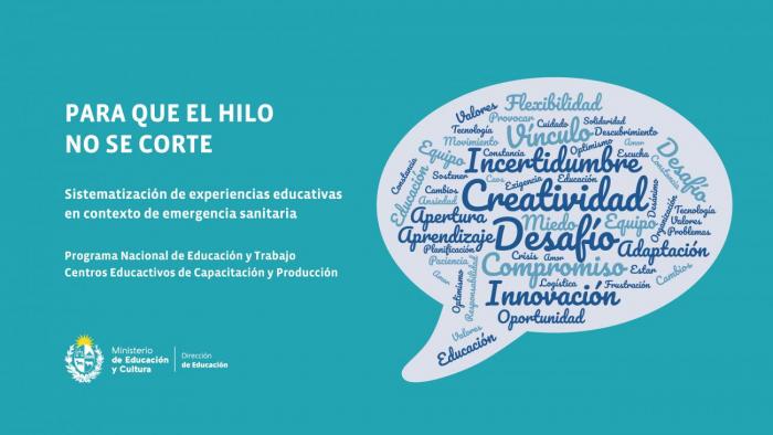 Para que el hilo no se corte Texto con el nombre de la publicación y nube de palabras