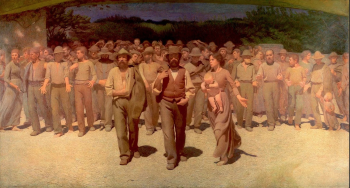 Pellizza da Volpedo, Giuseppe. El cuarto estado. Óleo (293 x 545 cm.), 1901.