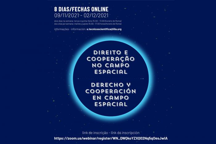 curso Derecho y Cooperación en campo espacial afiche curso Derecho y Cooperación en campo espacial