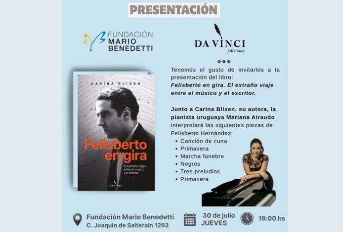 Carina Blixen presenta su libro "Felisberto en gira" en la Fundación Benedetti