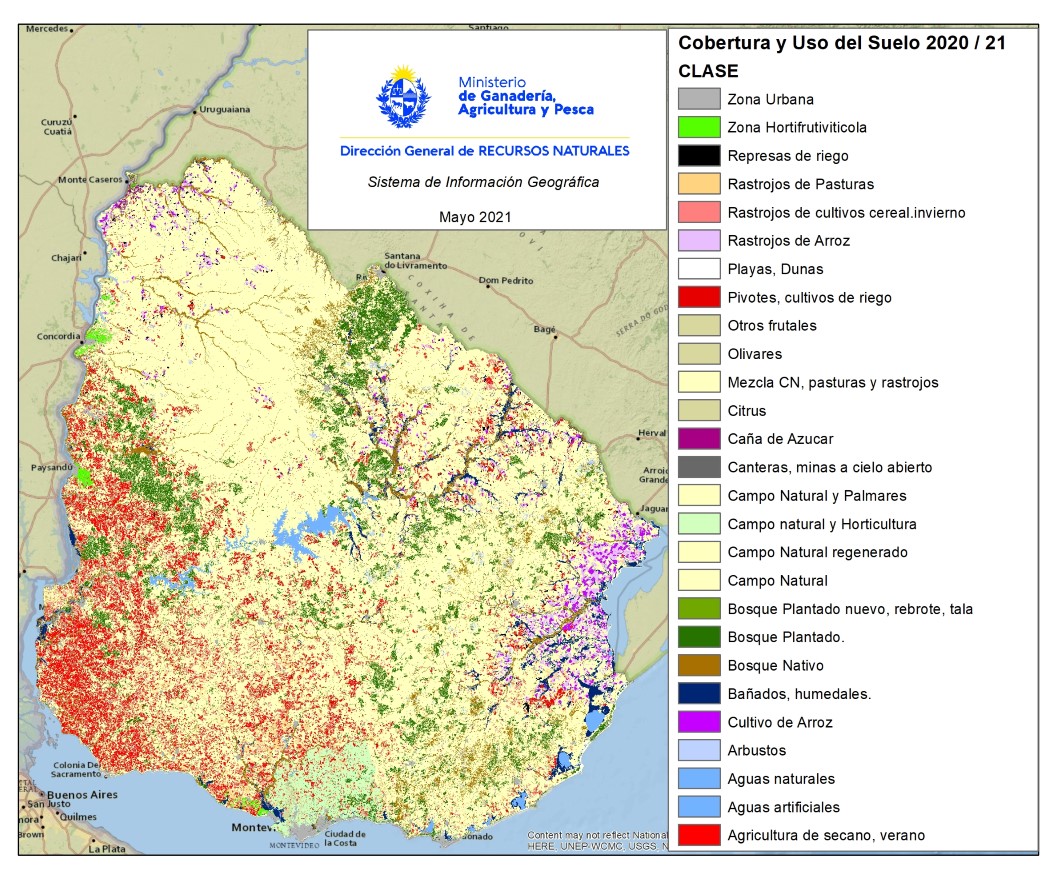 Mapa Cobertura y Uso del Suelo del Uruguay al año 2020/2021 ""