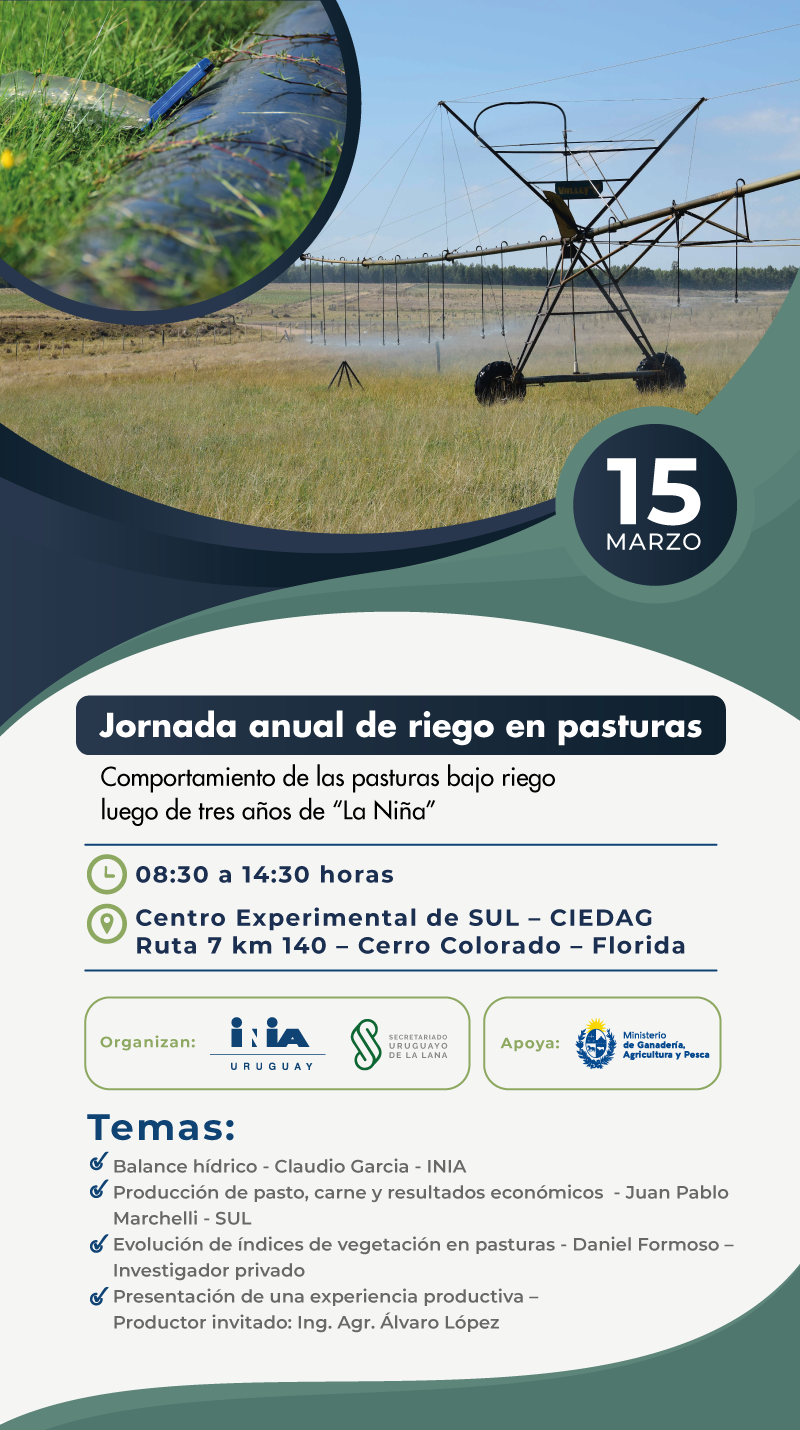 Jornada anual de riego en pasturas