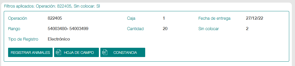 Acceder a la constancia de registro animal