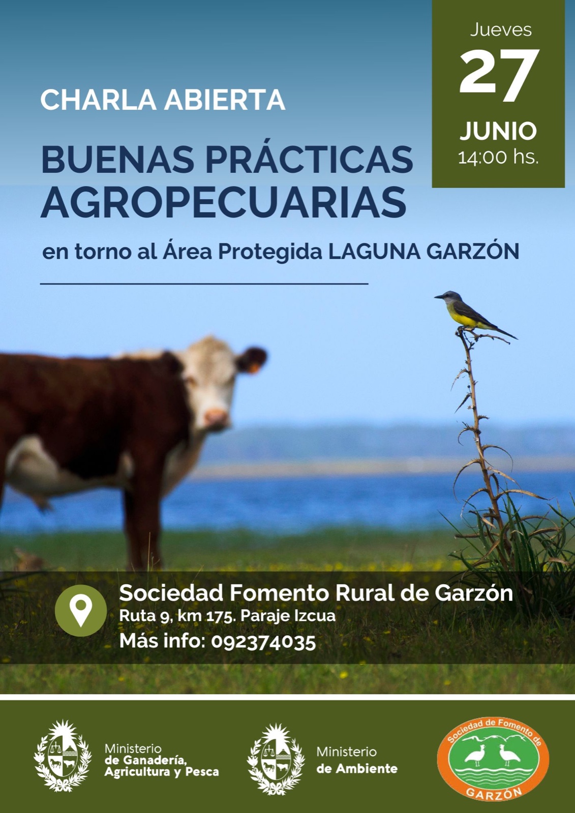 Afiche actividad Buenas prácticas agropecuarias en torno al Área Protegida Laguna Garzón