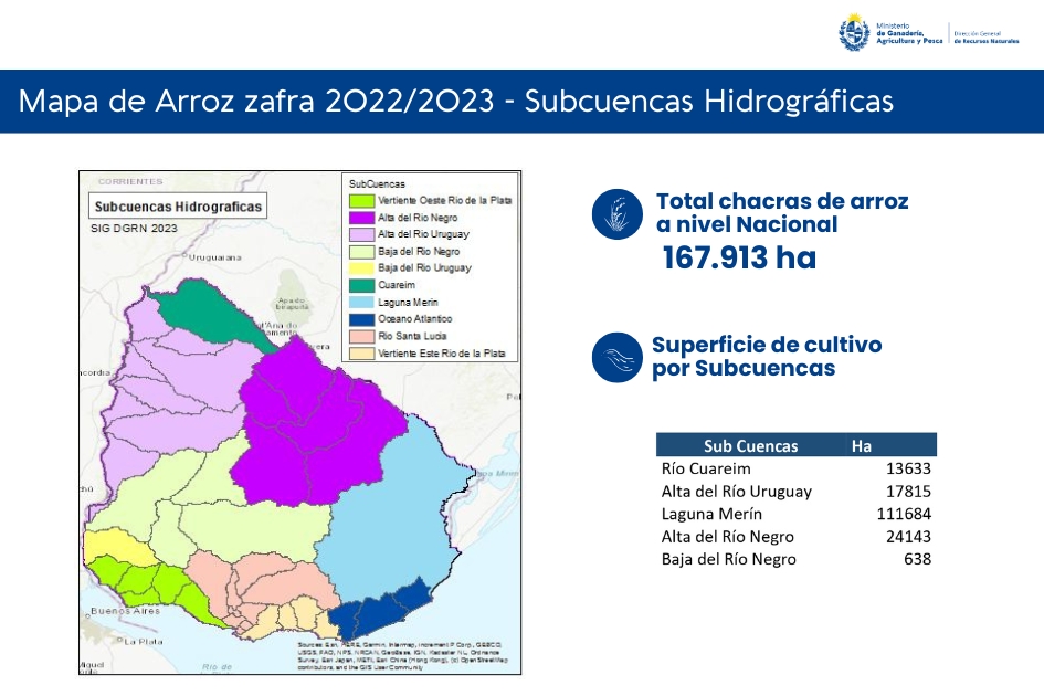 Información superficie por subcuenca