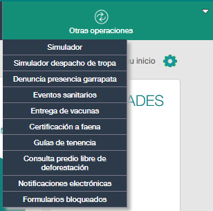 Menú Otras operaciones