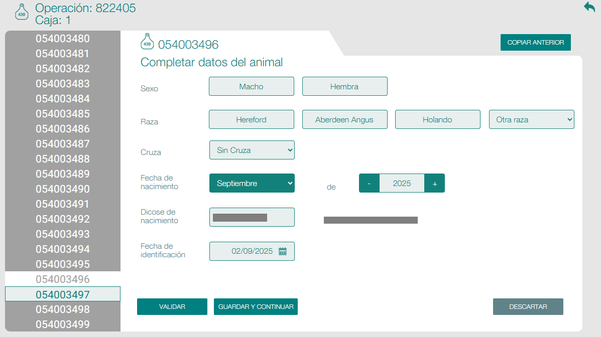 Registrar animales