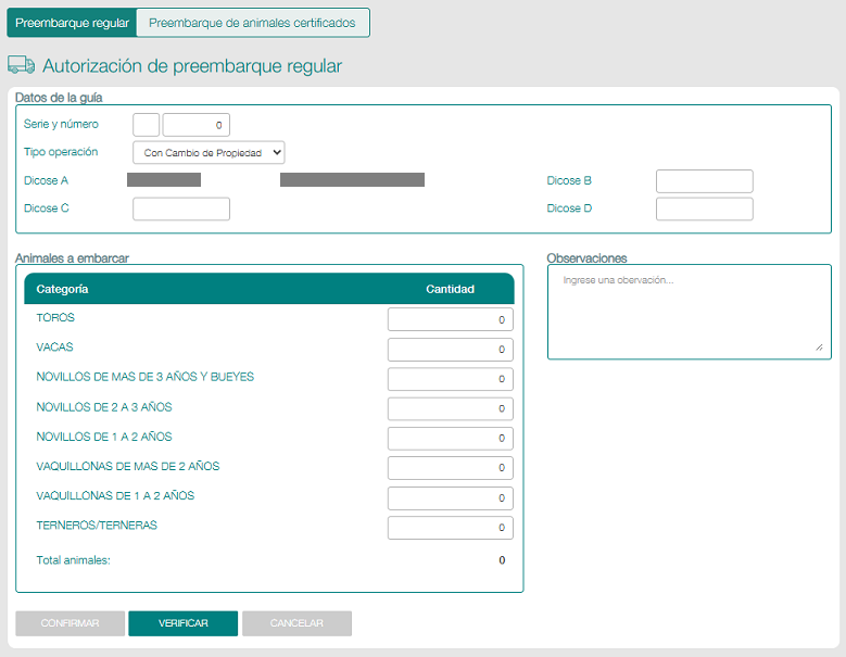 Solicitar un preembarque regular