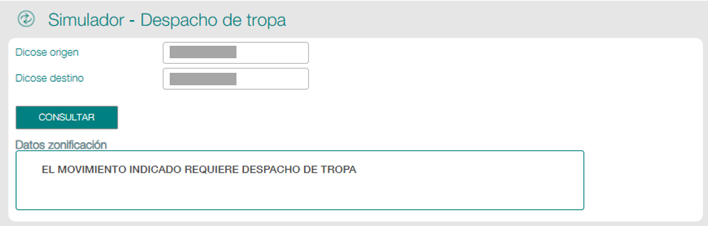 Resultado de simulación Despacho de tropa