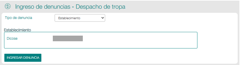 Funcionalidad Ingreso de denuncia Despacho de tropa