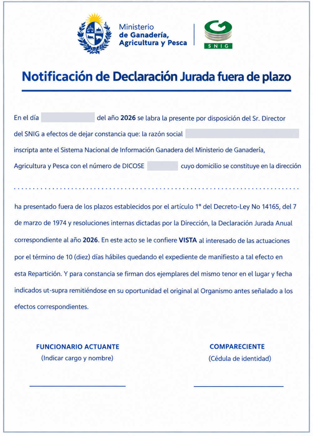Omisos declaración jurada