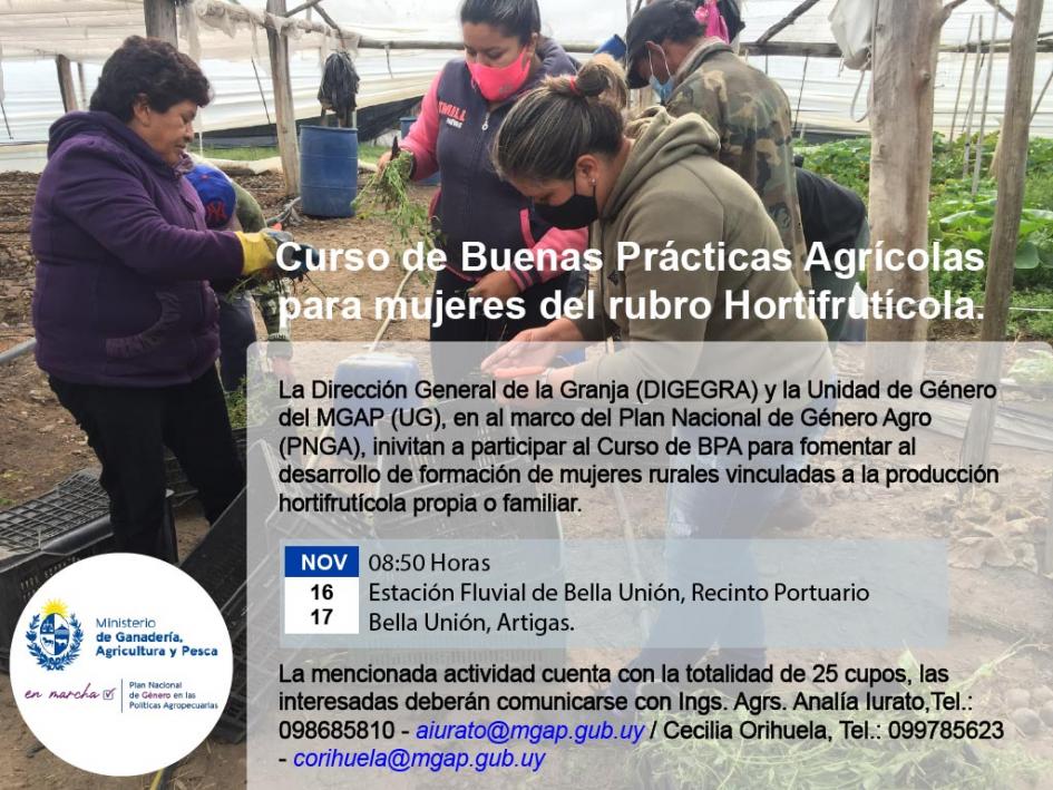 Curso BPA para mujeres del rubro Hortifrutícolas - Bella Unión