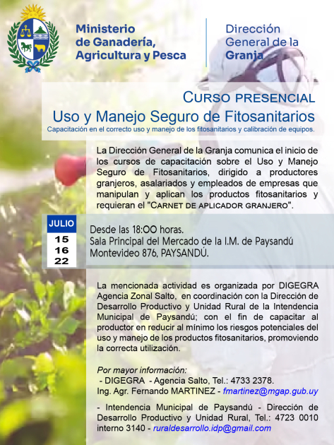 Curso de "Uso y Manejo Seguro de Fitosanitario" - PAYSANDU
