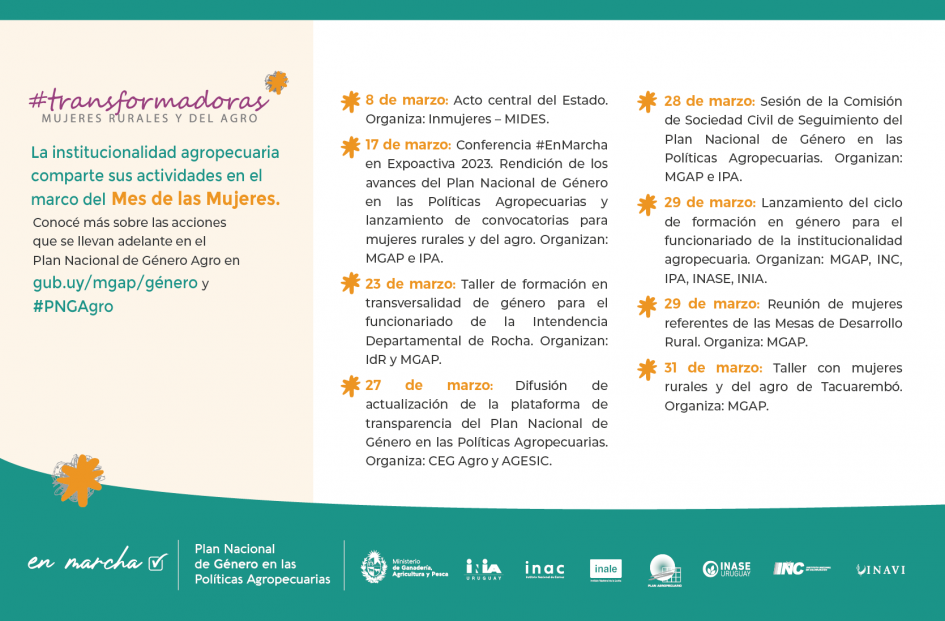 Grilla de actividades marzo, mes de las mujeres. Grilla de actividades marzo, mes de las mujeres.