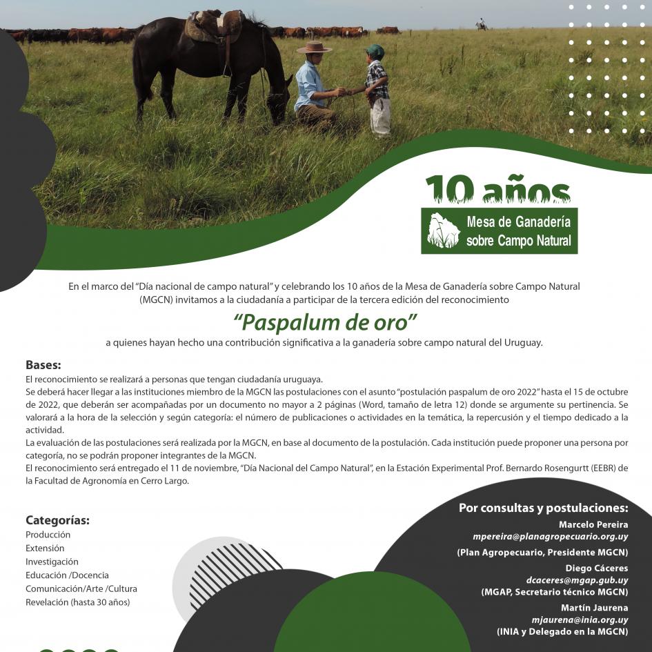 Afiche convocatoria Paspalum de Oro 2022 Afiche convocatoria Paspalum de Oro 2022