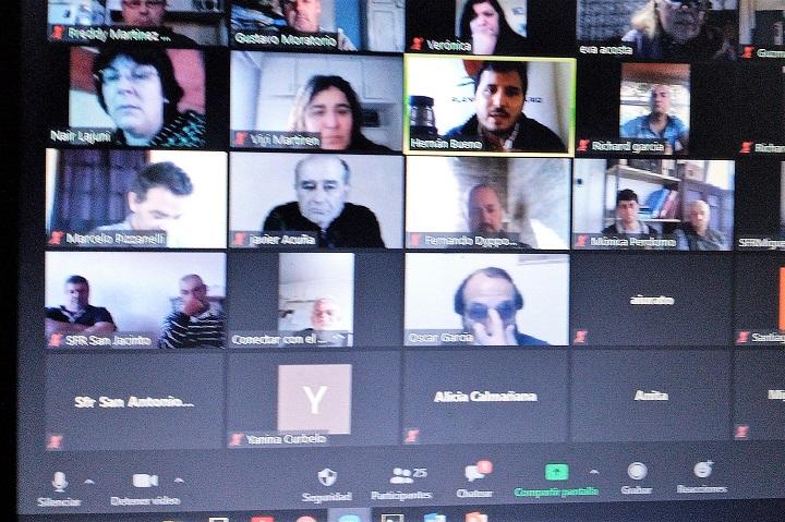 Activa participación por Plataforma virtual Pantalla de reunion virtual de la Mesa de Desarrollo del Noreste de Canelones